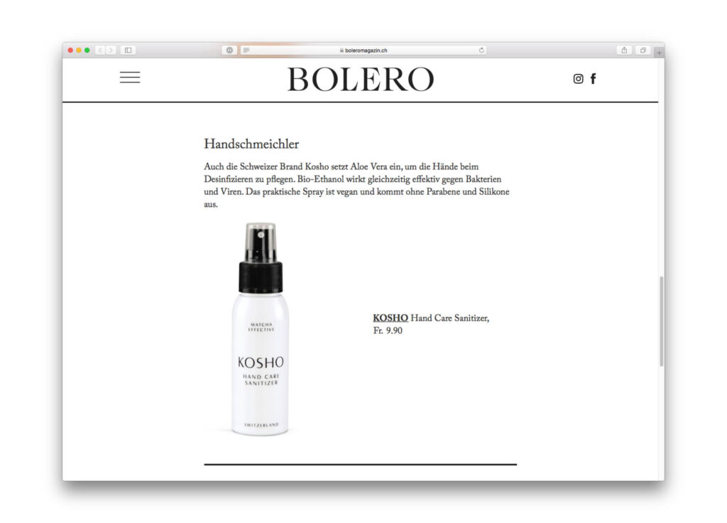 Kosho Cosmetics bei Bolero: Hand Care Sanitizer
